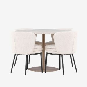 Venture Home – Lycke matbord med Agnes matstol – Vit – Matgrupp 4 personer – Från Homeroom