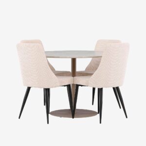 Venture Home – Lycke matbord med Leone matstol – Beige – Matgrupp 4 personer – Från Homeroom
