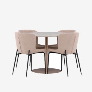 Venture Home – Lycke matbord med Modesto matstol – Beige – Matgrupp 4 personer – Från Homeroom