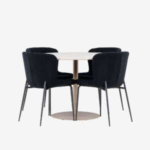 Venture Home – Lycke matbord med Modesto matstol – Svart – Matgrupp 4 personer – Från Homeroom