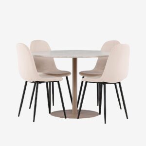 Venture Home – Lycke matbord med Polar matstol – Beige – Matgrupp 4 personer – Från Homeroom