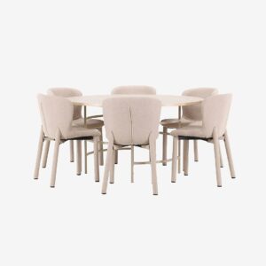 Venture Home – Matbord Copenhagen med Astoria stol – Beige – Matgrupp 6 personer – Från Homeroom