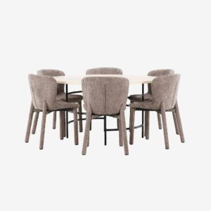 Venture Home – Matbord Copenhagen med Astoria-stol – Brun – Matgrupp 6 personer – Från Homeroom