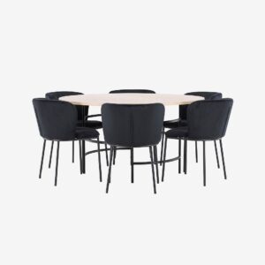 Venture Home – Matbord Copenhagen med Edina-stol – Svart – Matgrupp 6 personer – Från Homeroom