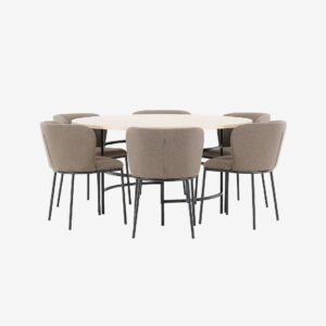 Venture Home – Matbord Copenhagen med stol Edina – Brun – Matgrupp 6 personer – Från Homeroom