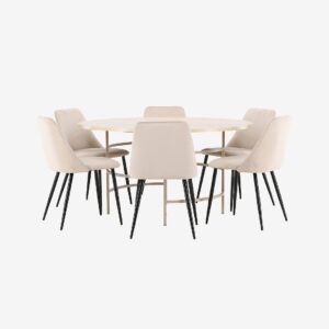 Venture Home – Matbord Copenhagen med stol Night – Beige – Matgrupp 6 personer – Från Homeroom