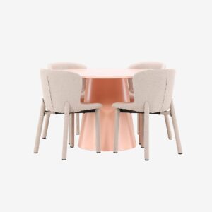Venture Home – Matbord Lanzo med Astoria stol – Beige – Matgrupp 4 personer – Från Homeroom