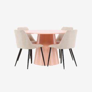 Venture Home – Matbord Lanzo med Night stol – Beige – Matgrupp 4 personer – Från Homeroom