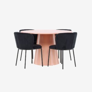 Venture Home – Matbord Lanzo med stol Edina – Svart – Matgrupp 4 personer – Från Homeroom