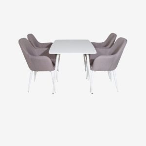 Venture Home – Matbord Polar med 4 stolar Komfort – Vit – Matgrupp 4 personer – Från Homeroom