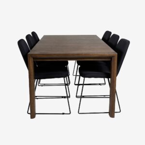 Venture Home – Matbord Slider med Muce stol – Svart – Matgrupp 6 personer – Från Homeroom