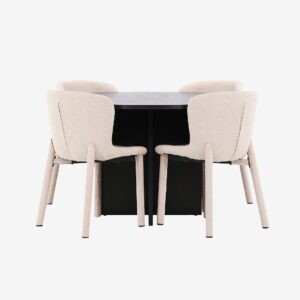 Venture Home – Matbord Strada med Astoria-stol – Beige – Matgrupp 4 personer – Från Homeroom