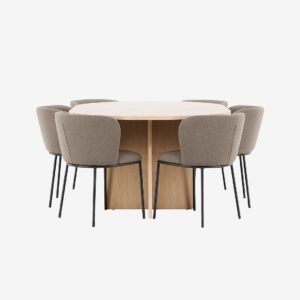 Venture Home – Matbord Strada med Edina-stol – Brun – Matgrupp 6 personer – Från Homeroom