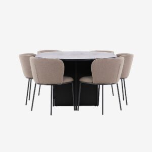 Venture Home – Matbord Strada med Edina-stol – Brun – Matgrupp 6 personer – Från Homeroom