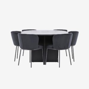 Venture Home – Matbord Strada med Edina-stol – Svart – Matgrupp 6 personer – Från Homeroom