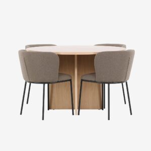 Venture Home – Matbord Strada med stol Edina – Brun – Matgrupp 4 personer – Från Homeroom