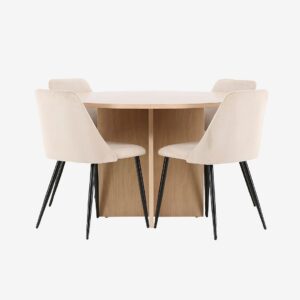 Venture Home – Matbord Strada med stol Night – Beige – Matgrupp 4 personer – Från Homeroom