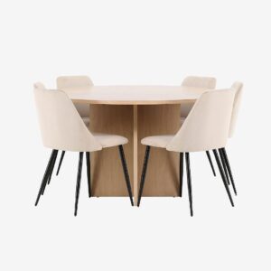 Venture Home – Matbord Strada med stol Night – Beige – Matgrupp 4 personer – Från Homeroom