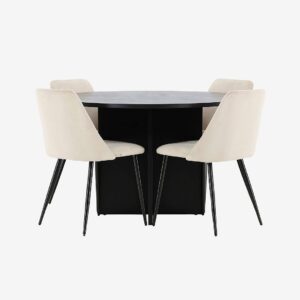 Venture Home – Matbord Strada med stol Night – Beige – Matgrupp 4 personer – Från Homeroom