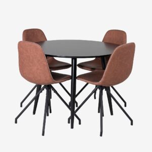 Venture Home – Matbordset Plaza med 4 stolar Polar – Svart – Matgrupp 4 personer – Från Homeroom