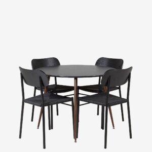 Venture Home – Matbordset Plaza med 4 stolar Polly – Svart – Matgrupp 4 personer – Från Homeroom