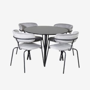 Venture Home – Matbordsset Plaza med 4 stolar Arrow – Svart – Matgrupp 4 personer – Från Homeroom
