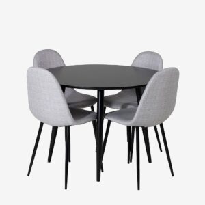 Venture Home – Matbordsset Plaza med 4 stolar Polar – Svart – Matgrupp 4 personer – Från Homeroom