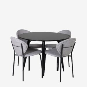 Venture Home – Matbordsset Plaza med 4 stolar Vault – Svart – Matgrupp 4 personer – Från Homeroom