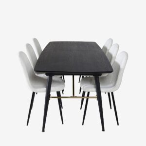 Venture Home – Matgrup Gold med 6st matstolar Polar – Svart – Matgrupp 6 personer – Från Homeroom