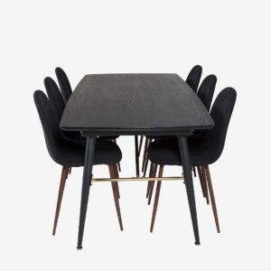 Venture Home – Matgrup Gold med 6st matstolar Polar – Svart – Matgrupp 6 personer – Från Homeroom