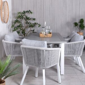 Venture Home – Matgrupp Albany med 6st matstolar Virya – Grå – Matgrupper – Från Homeroom