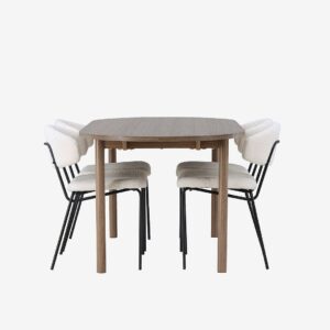 Venture Home – Matgrupp Andy med 4st stolar Chico – Brun – Matgrupp 4 personer – Från Homeroom