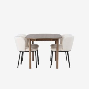 Venture Home – Matgrupp Andy med 4st stolar Edina – Brun – Matgrupp 4 personer – Från Homeroom