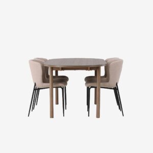 Venture Home – Matgrupp Andy med 4st stolar Modesto – Beige – Matgrupp 4 personer – Från Homeroom