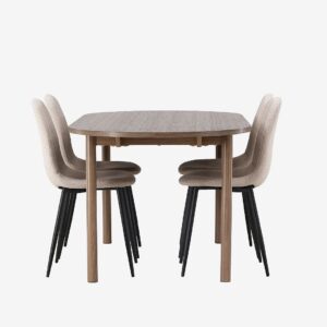 Venture Home – Matgrupp Andy med 4st stolar Polar – Brun – Matgrupp 4 personer – Från Homeroom