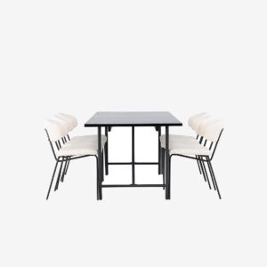 Venture Home – Matgrupp Astrid med 6st stolar Chico – Svart – Matgrupp 6 personer – Från Homeroom
