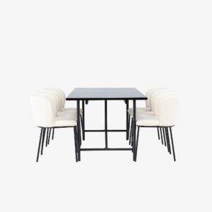 Venture Home – Matgrupp Astrid med 6st stolar Edina – Svart – Matgrupp 6 personer – Från Homeroom