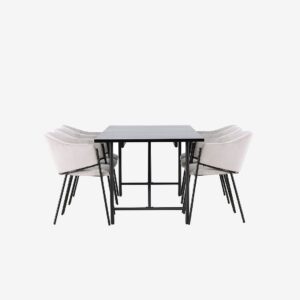 Venture Home – Matgrupp Astrid med 6st stolar Evelina – Svart – Matgrupp 6 personer – Från Homeroom