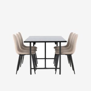 Venture Home – Matgrupp Astrid med 6st stolar Polar – Beige – Matgrupp 6 personer – Från Homeroom