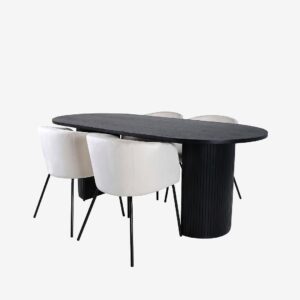 Venture Home – Matgrupp Bianca med 4 st matstolar Berit – Svart – Matgrupp 4 personer – Från Homeroom