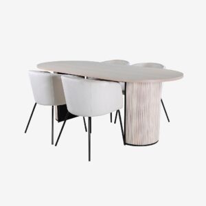 Venture Home – Matgrupp Bianca med 4 st matstolar Berit – Vit – Matgrupp 4 personer – Från Homeroom