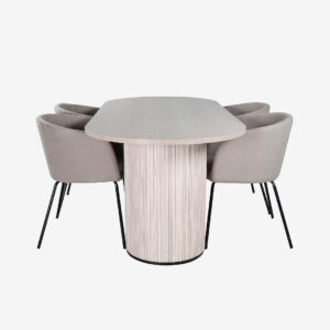 Venture Home – Matgrupp Bianca med 4 st matstolar Berit – Vit – Matgrupp 4 personer – Från Homeroom