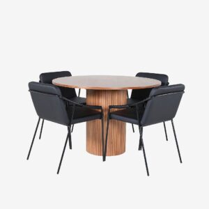 Venture Home – Matgrupp Bianca med 4 st matstolar Tvist – Svart – Matgrupp 4 personer – Från Homeroom