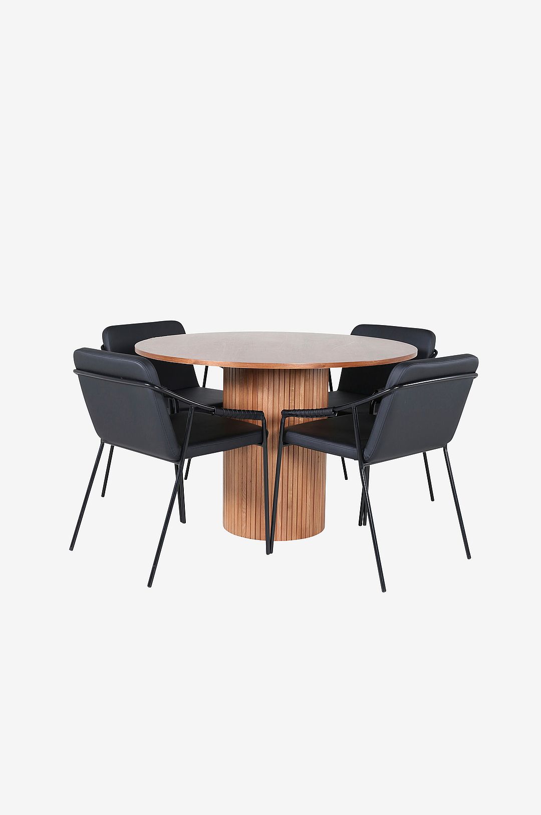 Venture Home – Matgrupp Bianca med 4 st matstolar Tvist – Svart – Matgrupp 4 personer – Från Homeroom