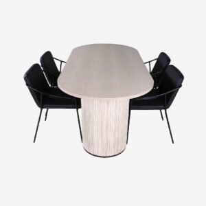 Venture Home – Matgrupp Bianca med 4 st matstolar Tvist – Vit – Matgrupp 4 personer – Från Homeroom