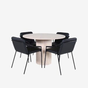 Venture Home – Matgrupp Bianca med 4st stolar Tvist – Vit – Matgrupp 4 personer – Från Homeroom