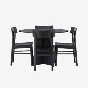 Venture Home – Matgrupp Bootcut Round och stolarna Montros – Svart – Matgrupp 4 personer – Från Homeroom