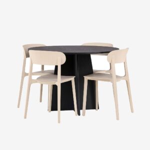 Venture Home – Matgrupp Bootcut med 4st matstolar Åstol – Svart – Matgrupp 4 personer – Från Homeroom