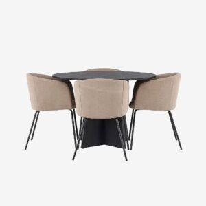 Venture Home – Matgrupp Bootcut med 4st matstolar Berit – Svart – Matgrupp 4 personer – Från Homeroom