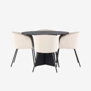 Venture Home – Matgrupp Bootcut med 4st matstolar Berit – Svart – Matgrupp 4 personer – Från Homeroom